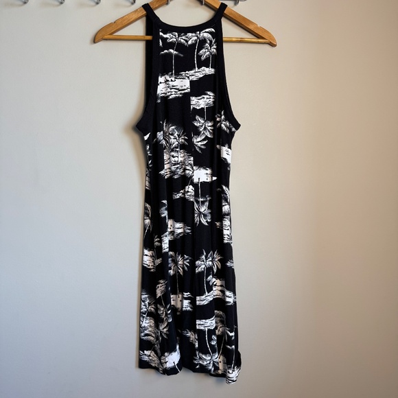 Old Navy Tropical Palm Beach Jersey Tank Dress Black Size Small Island Resort - Picture 4 of 11